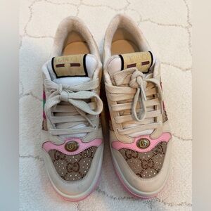 Gucci GG Crystal Low-Top Sneakers Pink Beige | Women’s 39